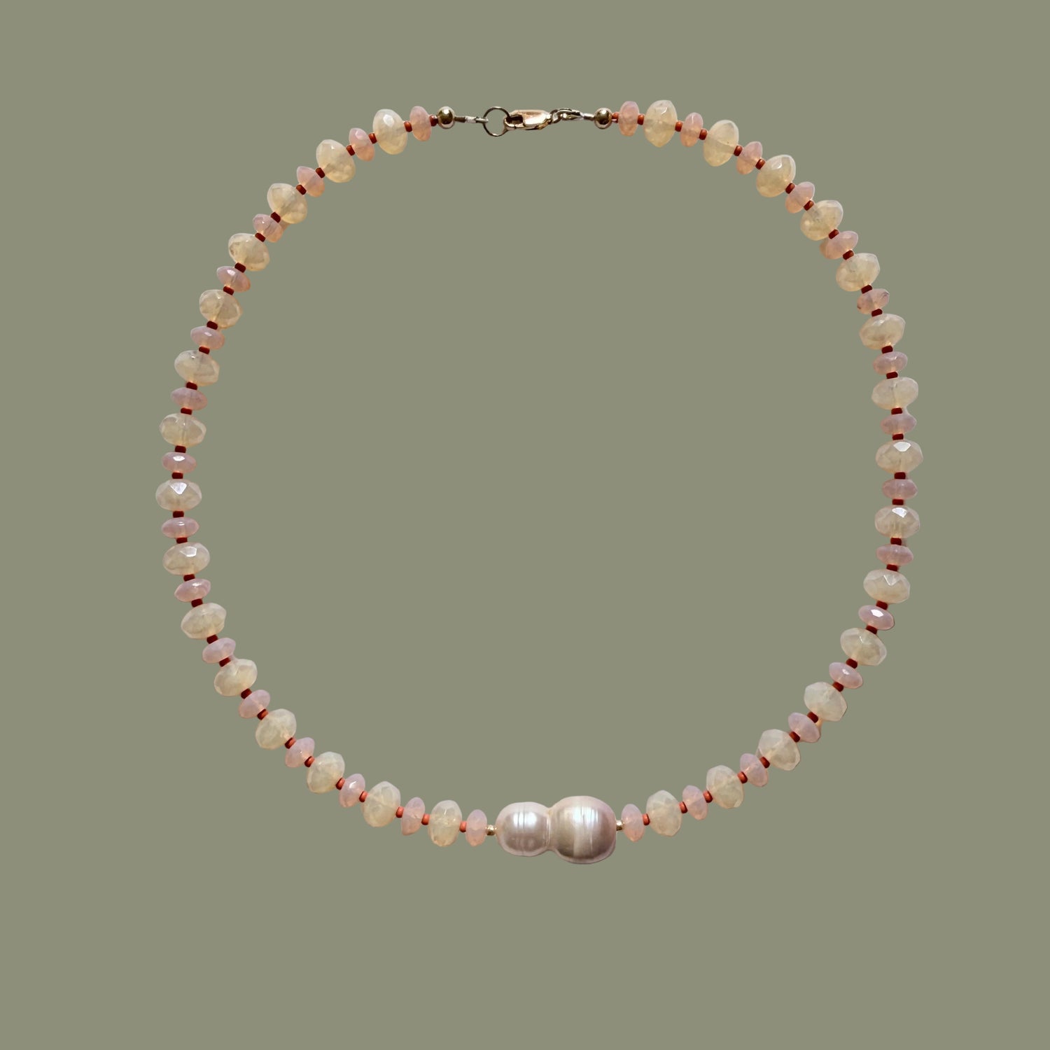 Pearl necklace on a white background
