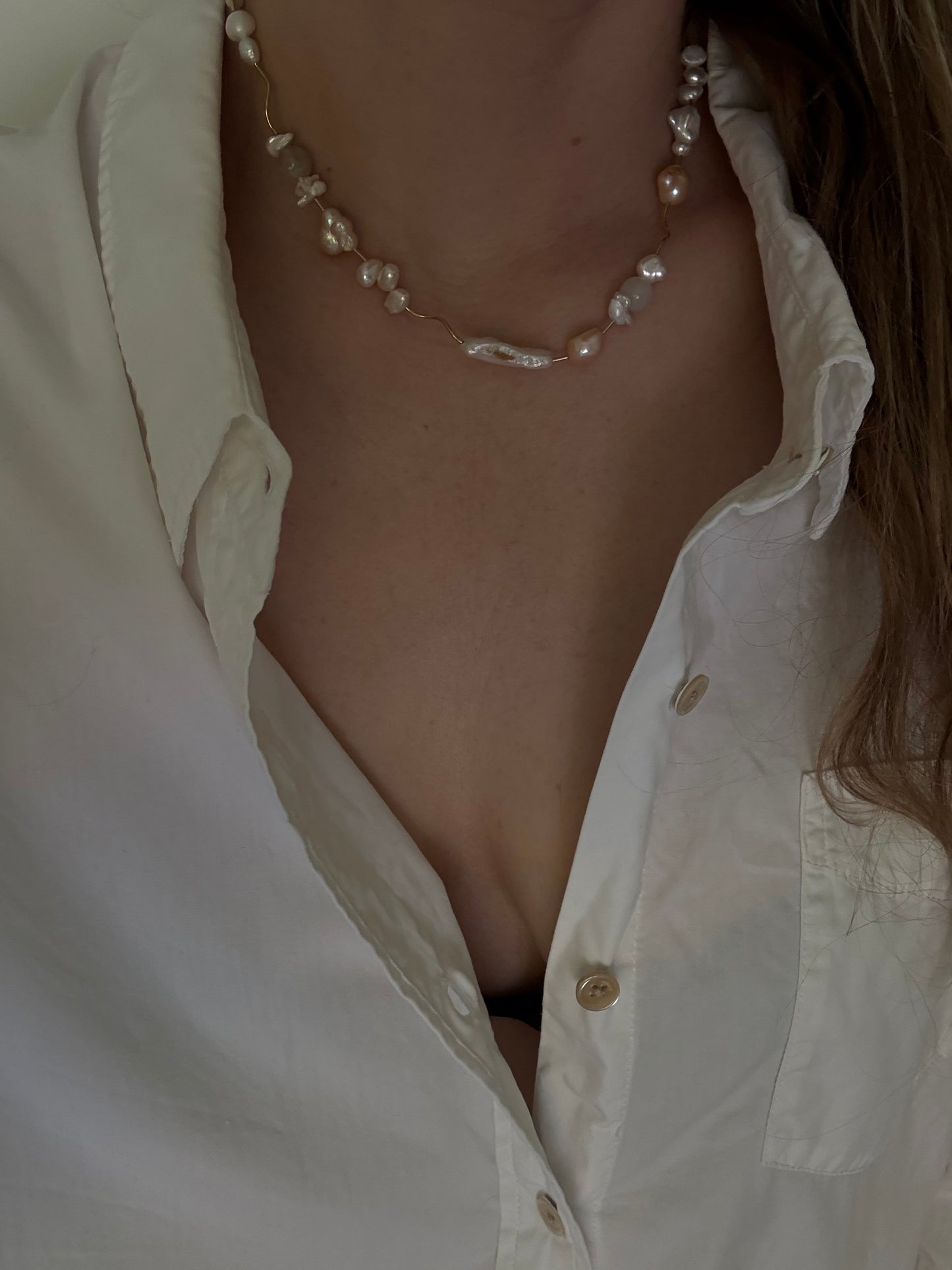 Peach Squiggle Necklace