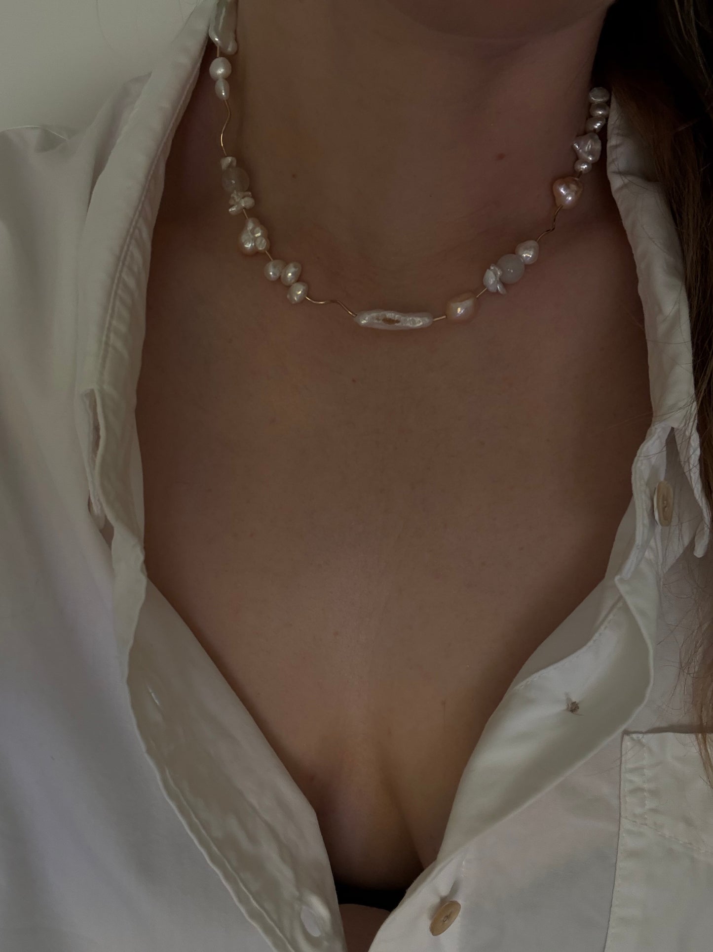 Peach Squiggle Necklace