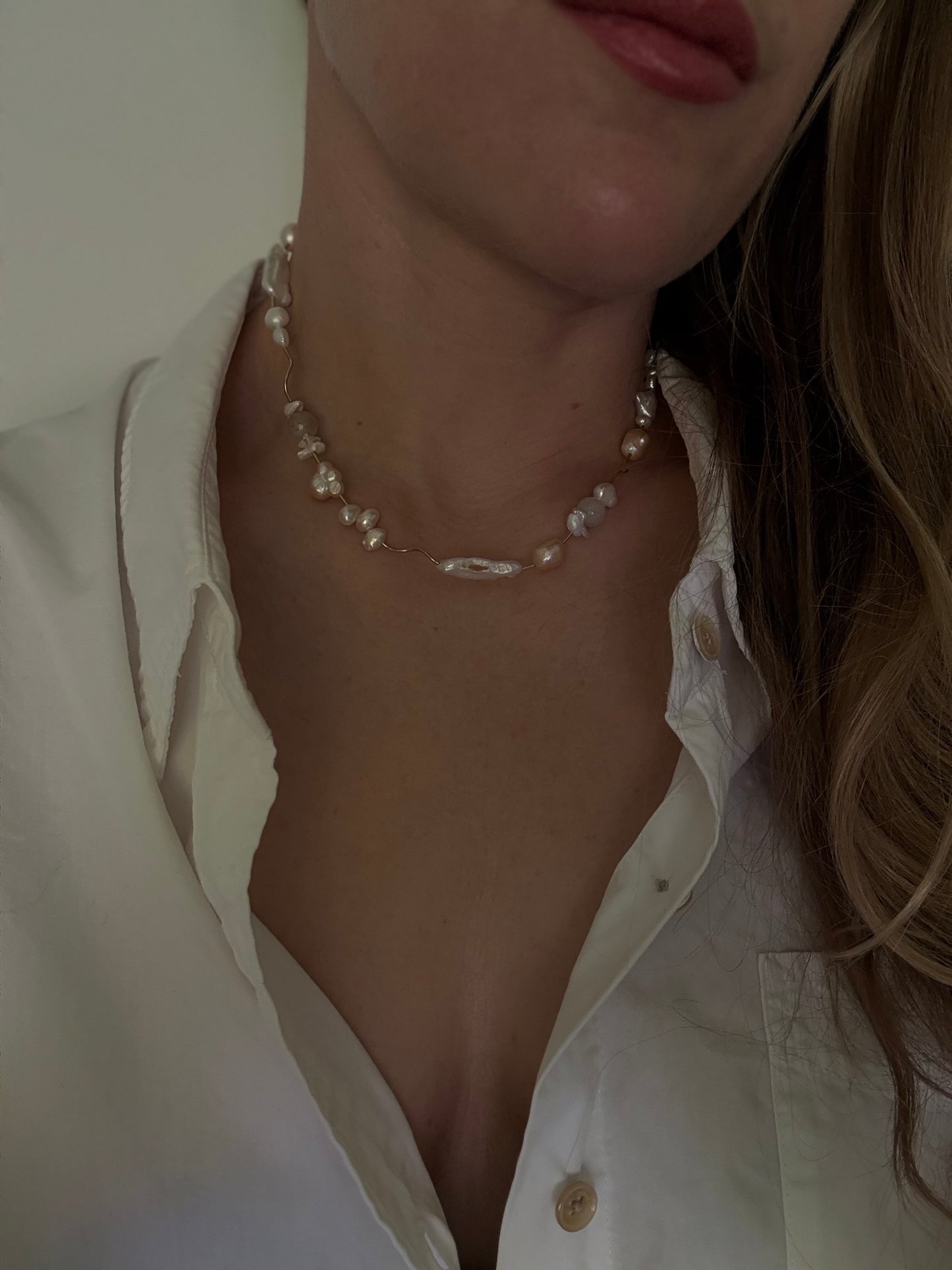 Peach Squiggle Necklace