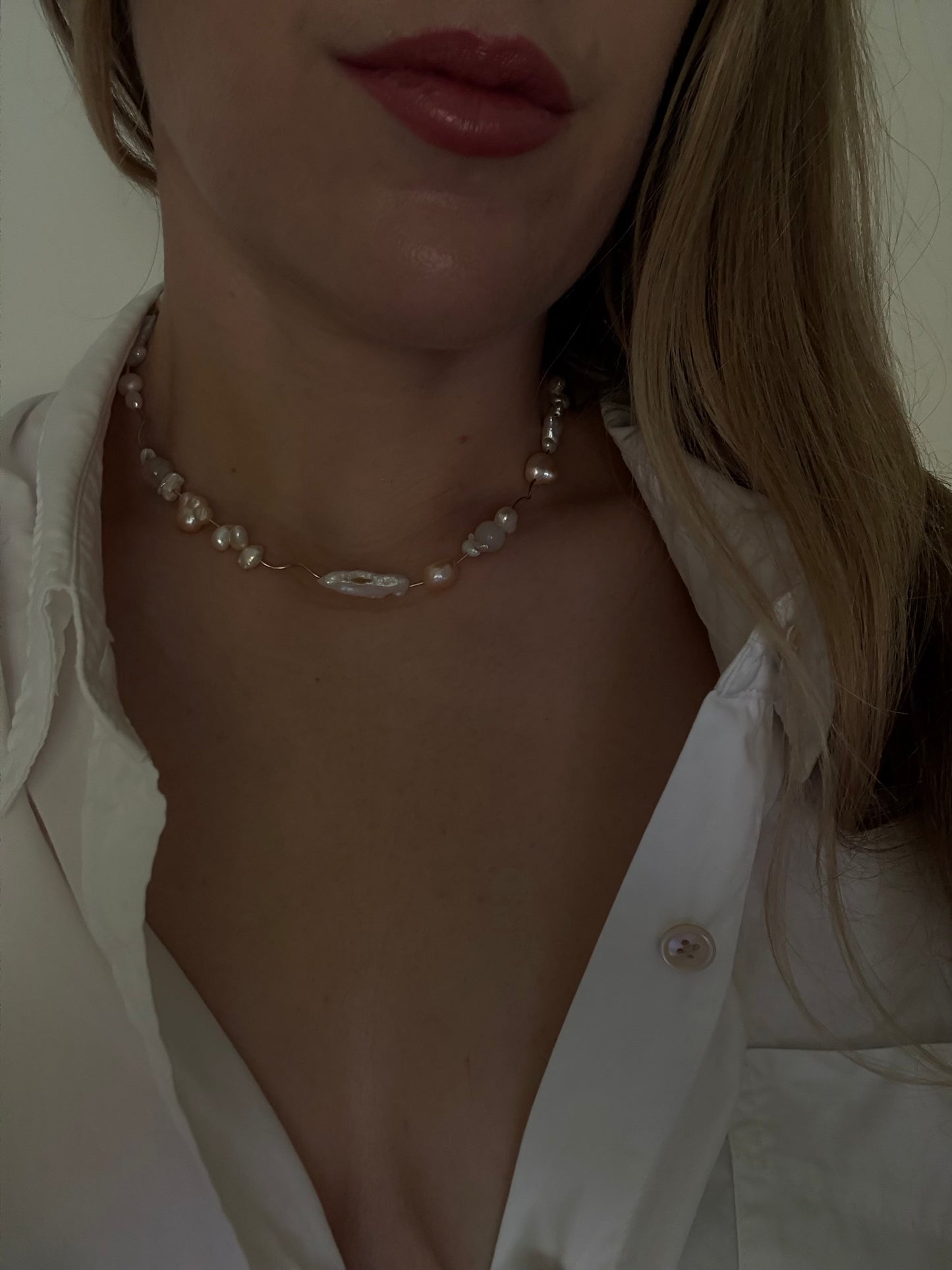 Peach Squiggle Necklace