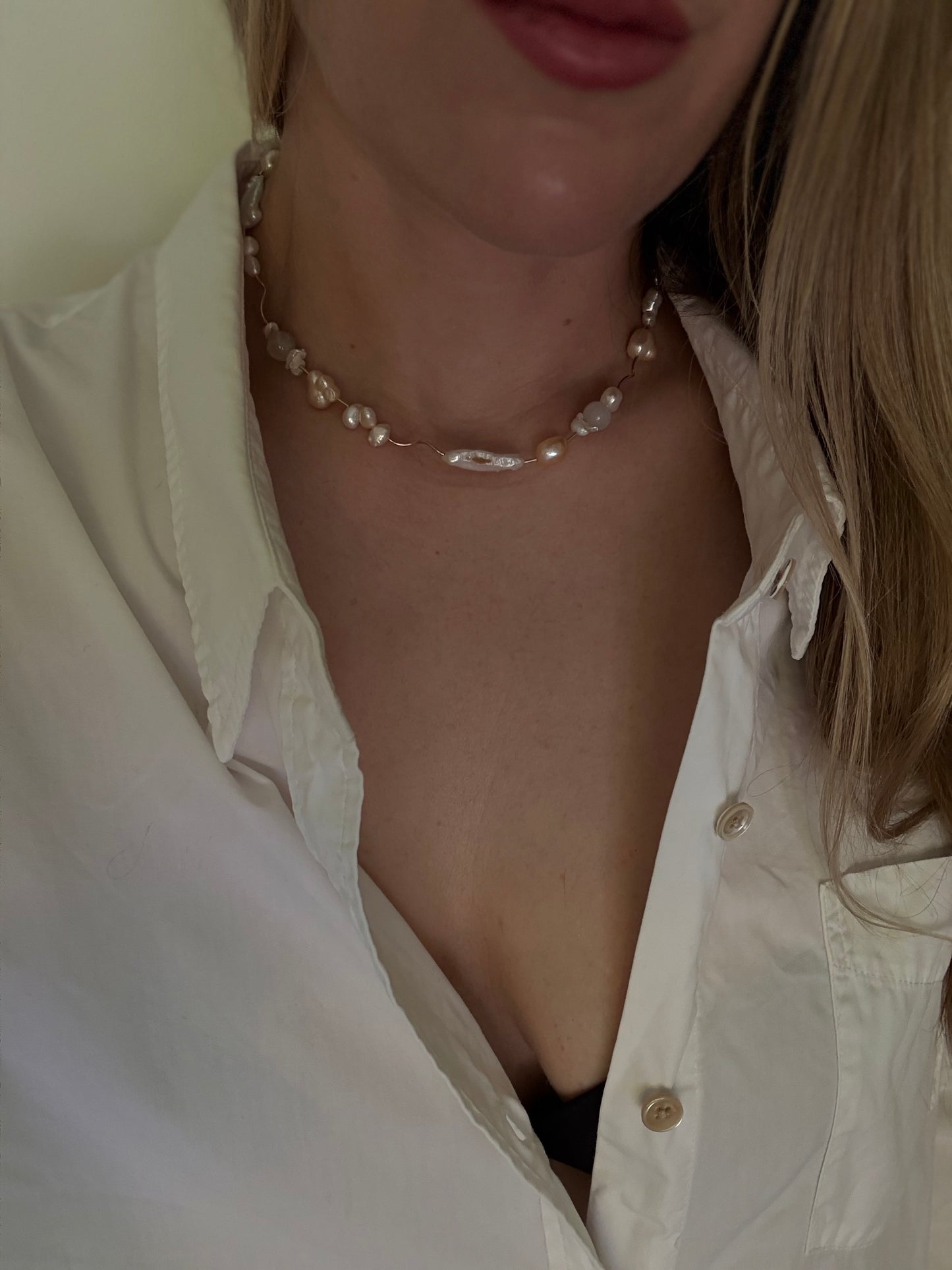 Peach Squiggle Necklace