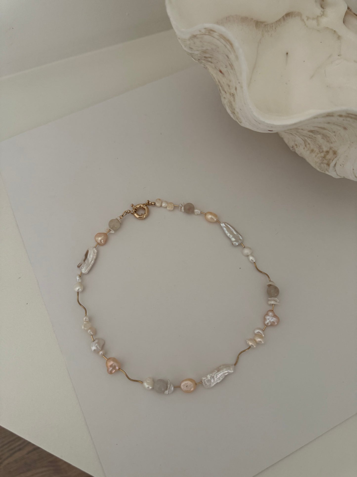 Peach Squiggle Necklace