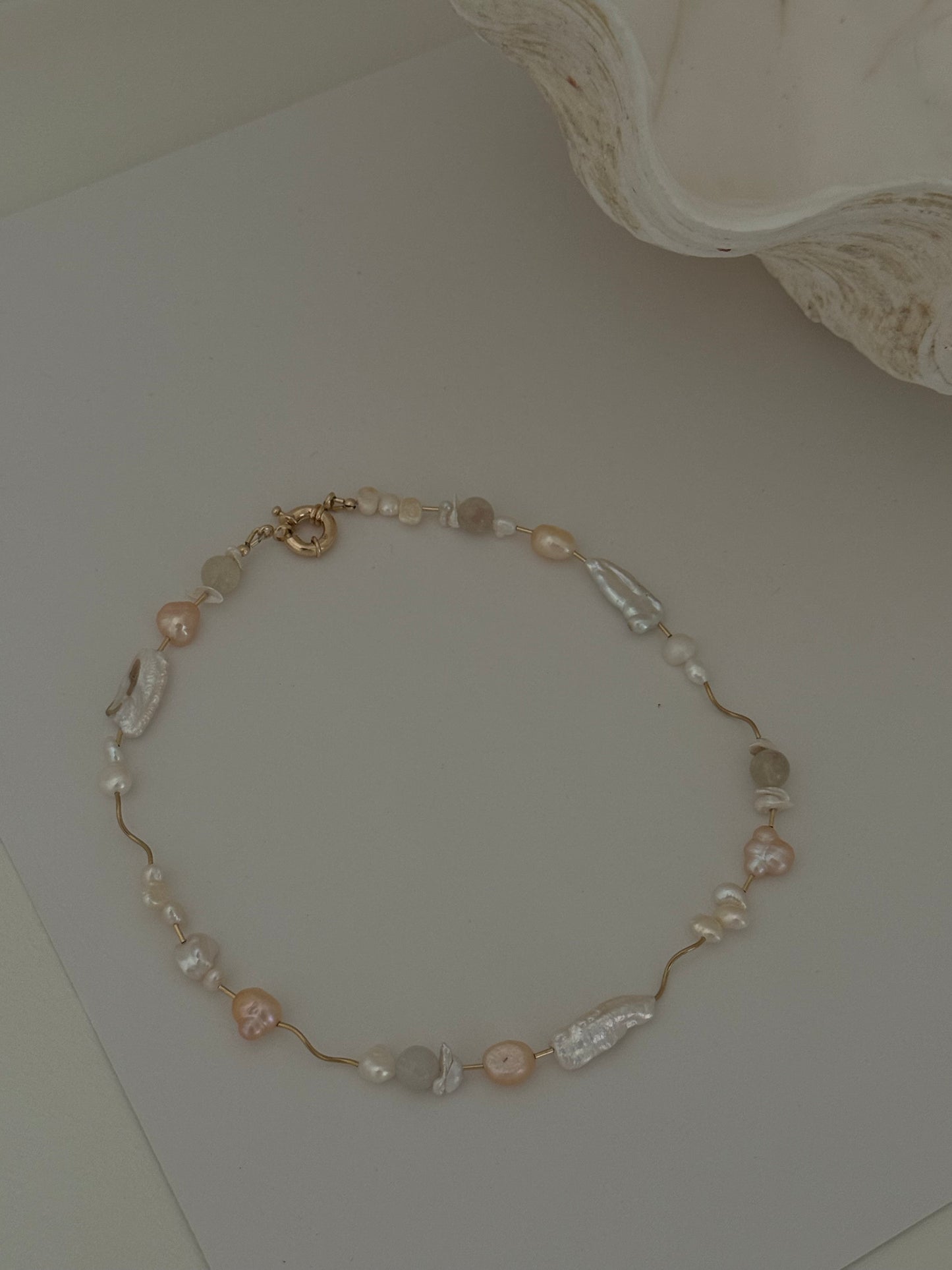 Peach Squiggle Necklace