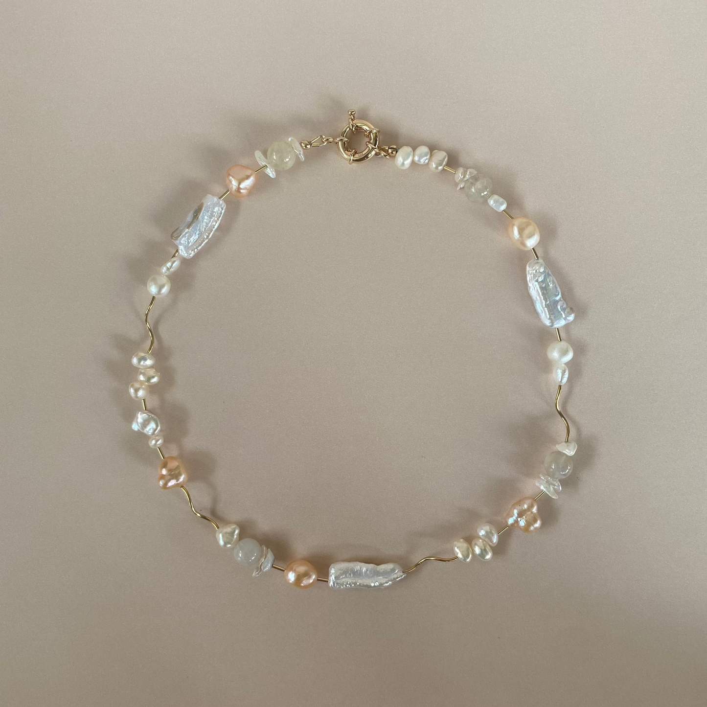 Peach Squiggle Necklace