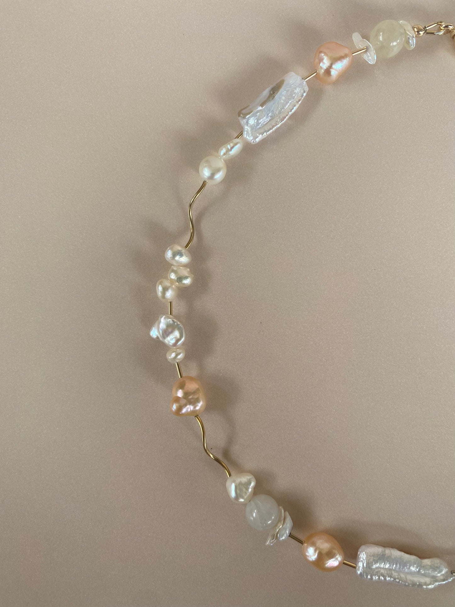 Peach Squiggle Necklace
