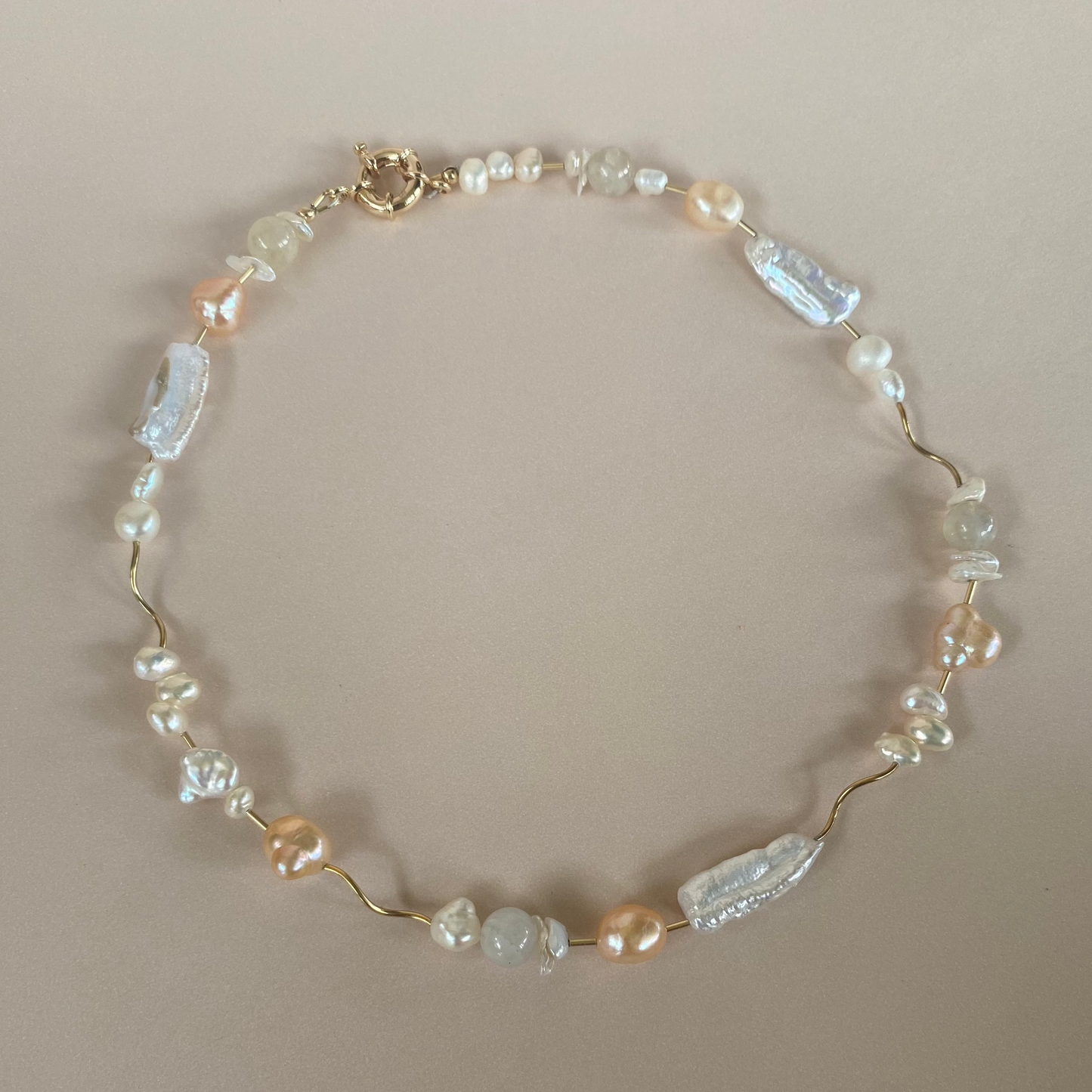 Peach Squiggle Necklace